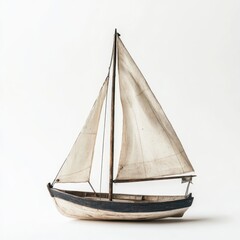 Obraz premium Classic Wooden Model Sailboat Display Piece for Coastal Decor and Nautical Themes Collection