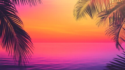 A vibrant tropical sunset gradient background. Featuring fiery oranges, radiant pinks, and cool purples. Emphasizing warmth and adventure. Ideal for travel and vacation visuals