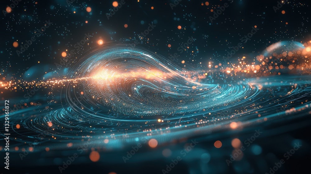 Poster dynamic energy swirl abstract space digital artwork cosmic vortex close-up view motion concept