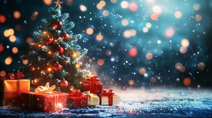 Enchanting Fantasy Christmas Tree with Gifts Celebrating a Merry Christmas Season