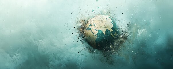 Environmental crisis unfolds earth cracks under pressure digital art abstract atmospheric