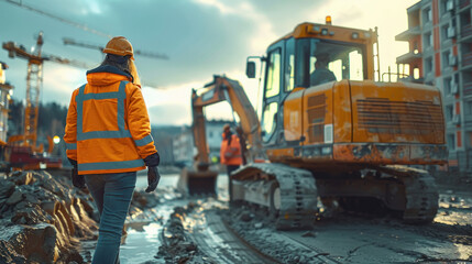 Construction worker working on construction site