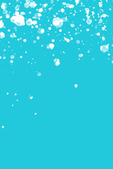 Abstract white bokeh lights scattered across on a blue background, creating a festive, dreamy atmosphere. Template for holiday-themed designs or celebratory content. 