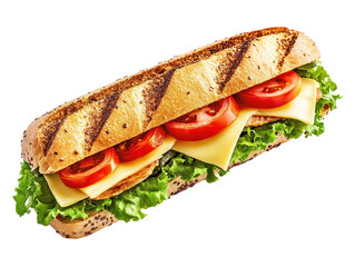 Isolated Gourmet Sandwich with Vegetables and Cheese