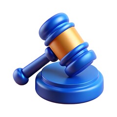A Vibrant Blue Gavel, Symbol Of Justice And The Law, Rests On Its Block, Ready To Strike A Bold 3d Render