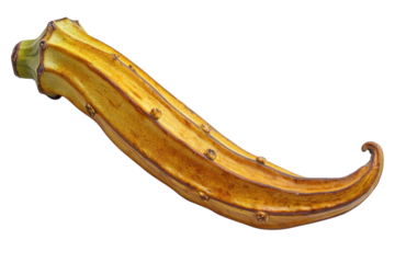 A Sun-dried Okra Pod, Its Golden Hue And Elegant Curve A Testament To Natures Artistry Against A Stark Isolated on Transparent Background