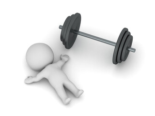 Tired 3D Character with a Large Dumbell