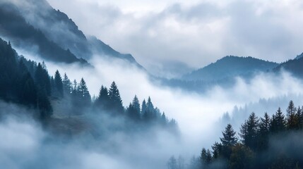 Serene Misty Mountain Landscape Photography for Creative Designs