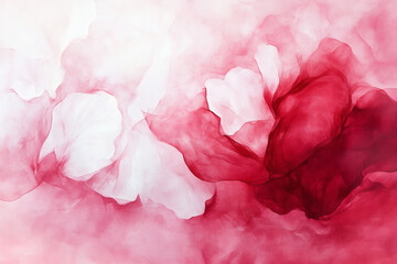Abstract Rose Close-Up with Blurred Edges and Watercolor Effect on Pink Background