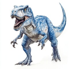 Fototapeta premium Powerful Blue Tyrannosaurus Rex Roaring Wildly Reptilian Predator of the Prehistoric Era Artwork