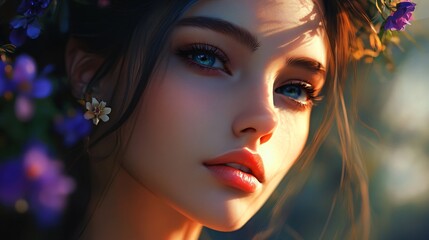Elegant Beauty: Captivating Portrait of a Woman in 16:9 Aspect Ratio