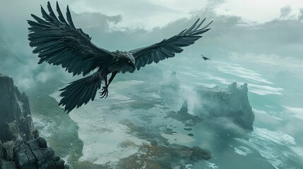 Detailed Harpy Winged Spirit Flying Image
