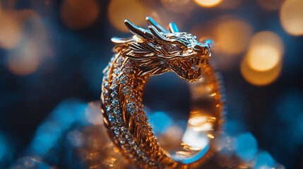 Luxury Fantasy Dragon Shaped Ring with Beautiful Boke