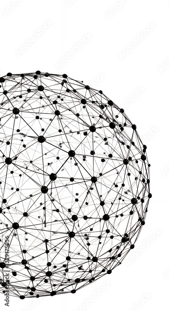 Poster network globe: abstract connection - futuristic data mesh, global communication, modern technology d