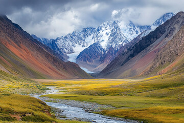 Fototapeta premium Glacier Valleys and the Remarkable Impact of Ice and Erosion on Landscape Formation