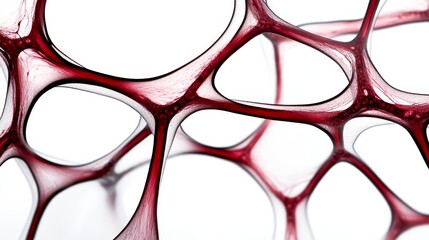 Abstract close-up of interconnected red structures on white background