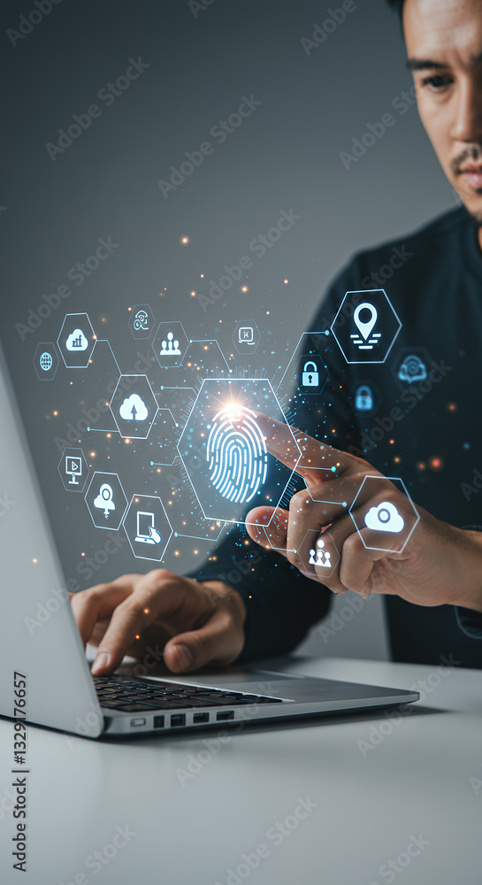 Poster fingerprint security: secure data access, digital identity protection, cyber authentication & biomet