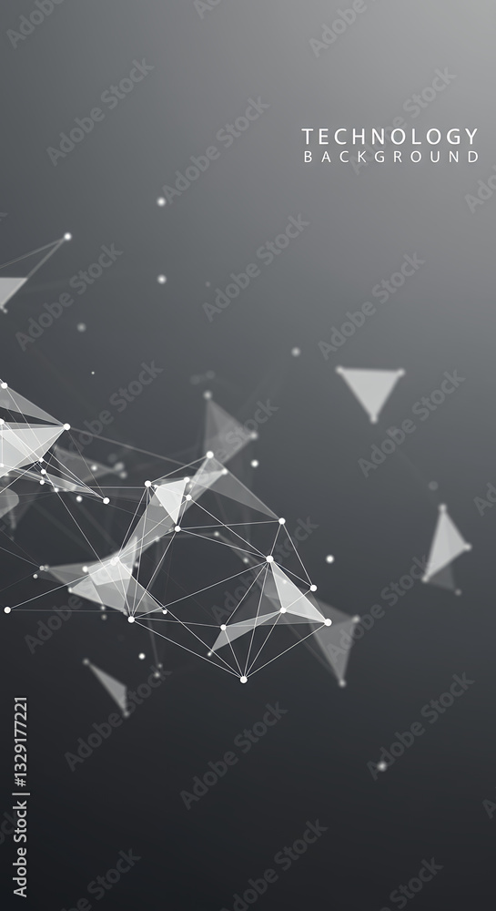 Poster technology network: abstract polygonal design for science, connectivity, and data visualizations - s