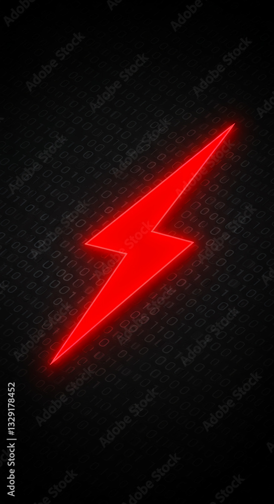 Poster red lightning strike on binary code background: a powerful digital energy surge! abstract tech art f