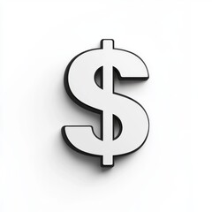 Obraz premium Three Dimensional Dollar Sign Isolated on White Surface Finance Currency Symbol Economic Indicator