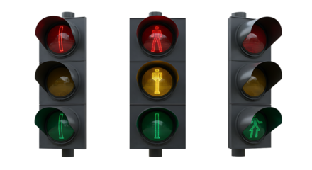 Modern Pedestrian Traffic Lights Digital Signal Green Red Yellow go way city icon walk walk stop    