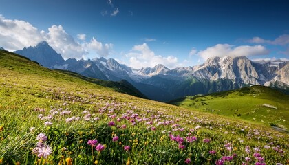 Fototapeta premium Generated image Alpine meadow in the mountains beautiful landscape