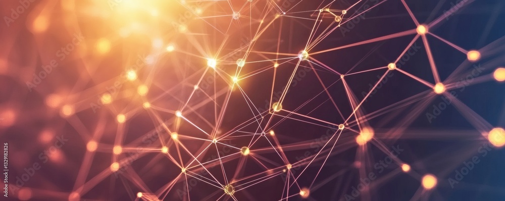 Poster an abstract graphic depiction of interconnected nodes and lines