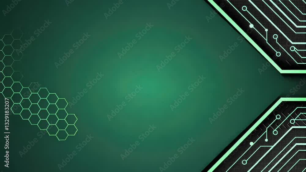 Poster futuristic and technology background concept, digital green circuit background with arrow design