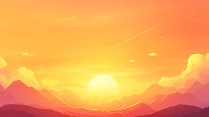 Fototapeta premium A warm sunset gradient background. Featuring golden yellows, fiery oranges, and soft pinks. Showcasing the beauty of dusk. Ideal for relaxation or vacation visuals