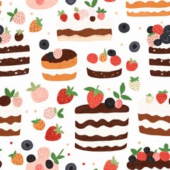 Seamless pattern of smooth icing enveloping a soft, delectable cake for a delightful visual treat.