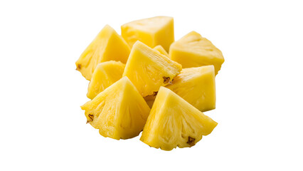 fresh pineapple chunks isolated on transparent background Generative Ai.