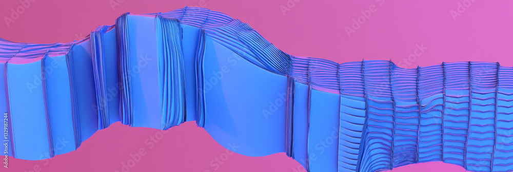 Poster a blue and pink abstract background with a wavy wave pattern