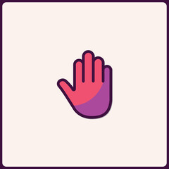 Obraz premium Stylized hand icon in vibrant pink and purple color, clean line art