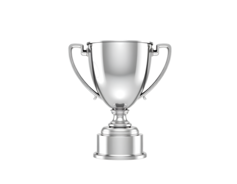 Realistic silver trophy cup isolated on transparent background