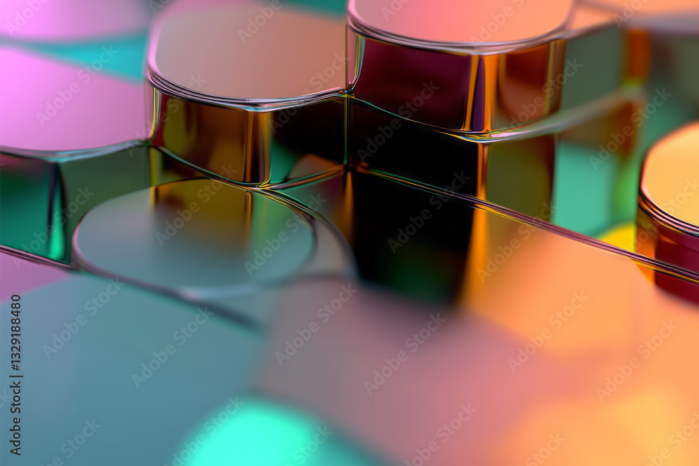 Poster a close up of a bunch of colorful metal objects