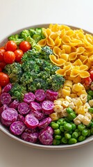 A refreshing bowl of colorful vegetable pasta salad with vibrant ingredients perfect for a healthy and delicious meal