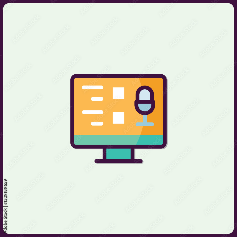 Poster Virtual communication platform displaying microphone with visual data icon