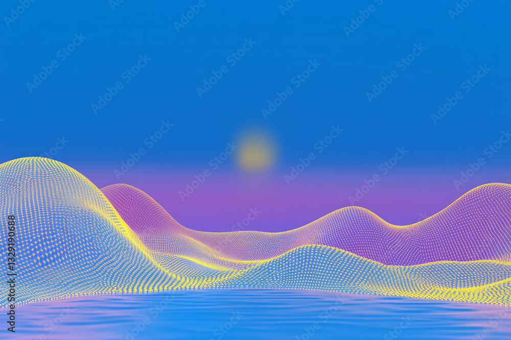 Poster a computer screen with a wave pattern