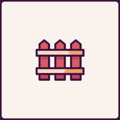 Stylized wooden fence icon with bold outlines, perfect for interface design
