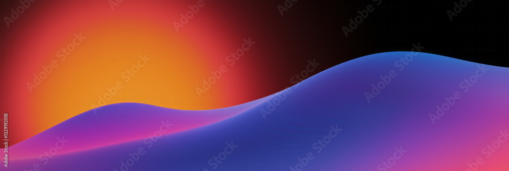Poster a close up of a mountain with a red and blue background