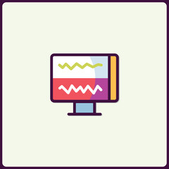Fototapeta premium Modern Illustration of Display Device with Wavy Lines for Data Representation