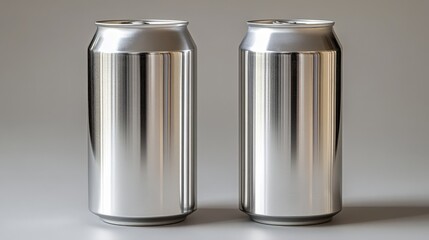 Silver aluminum can featuring detailed design, sleek metallic sheen. The smooth curve atop its flat base invites a closer look at its glossy surface. Perfect blend of form and function in this close-u