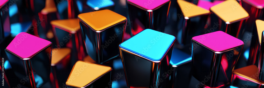 Poster colorful cubes in a row