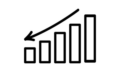 Down finance chart icon.  down finance chart vector icon for web design isolated on white background