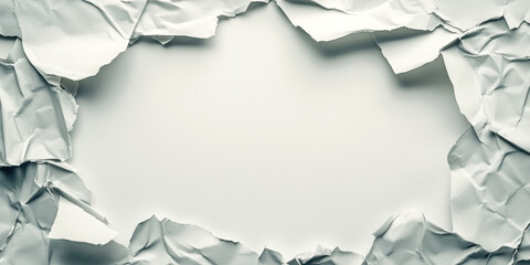 Torn paper edges creating circular frame on white background