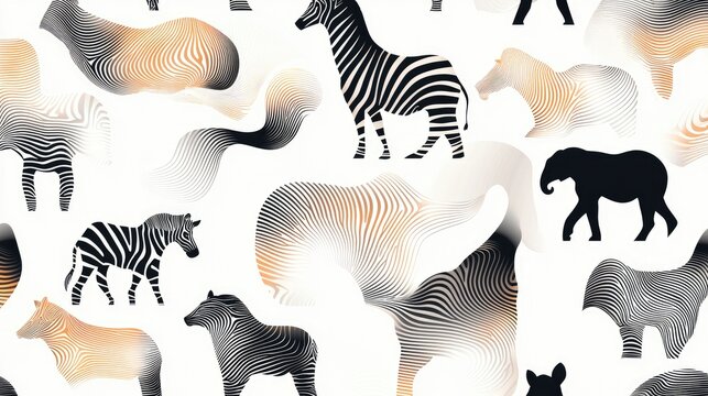a pattern that gives a 3D effect with animal shapes.