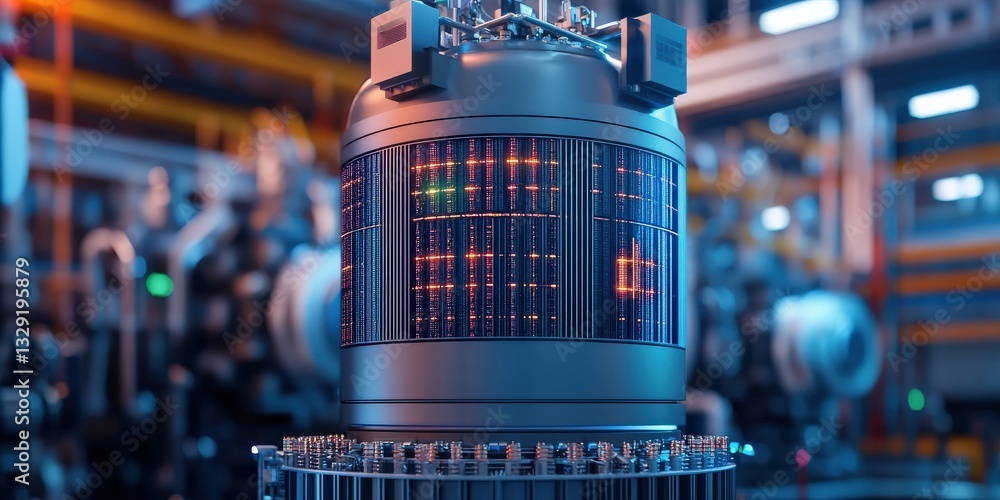 Aufkleber climate tech carbon grid concept. futuristic quantum computer in a high-tech environment.