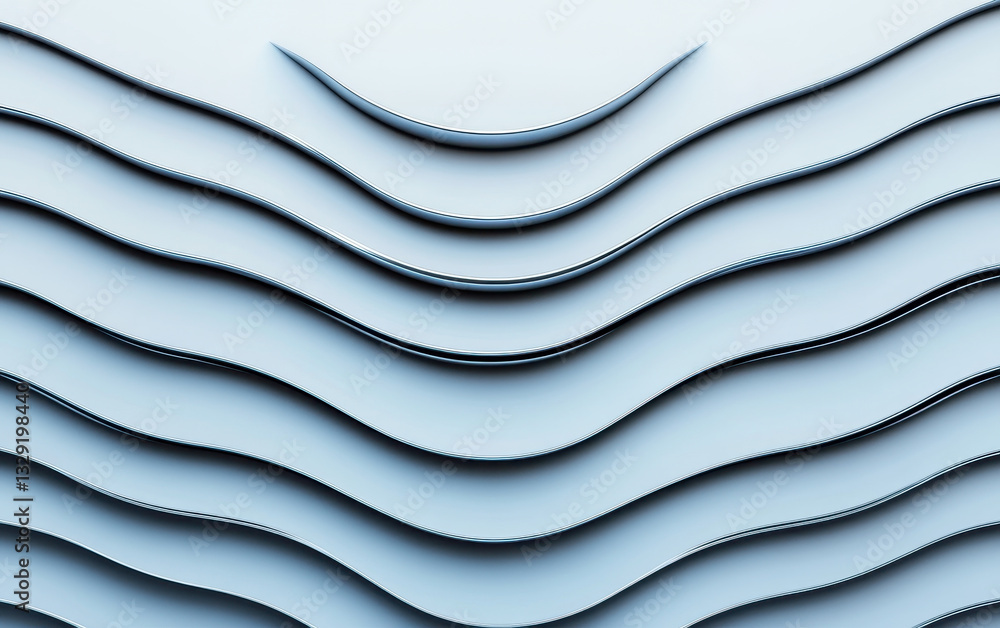 Poster modern metallic curves create dynamic wave structure, showcasing sleek lines and minimalist aestheti
