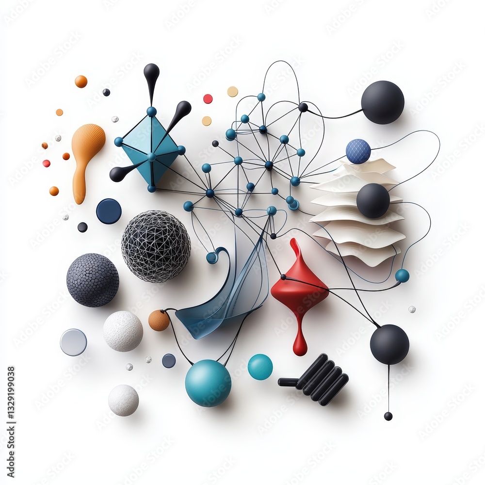 Poster abstract composition of shapes and lines in vibrant colors, ideal for conveying creativity and innov