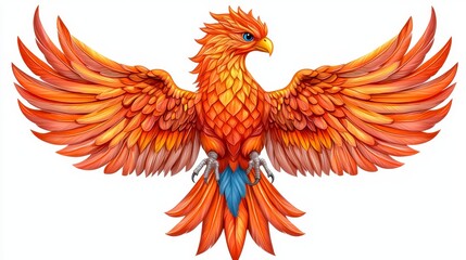 Fototapeta premium Beautiful bird with orange feathers displaying fiery elegance and grace in a decorative artistic style